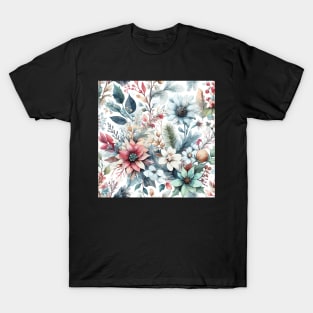 Winter Flower Pattern T-Shirt